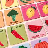 Lauren Sissons Studio Fruit and Veg Memory & Matching Game with colorful illustrated cards for children.
