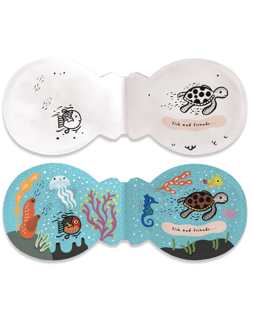 Colorful Fish and Friends bath book by Brumby Sunstate featuring underwater sea creatures for children's bath time fun.