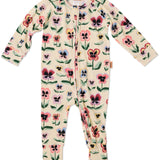Kip & Co Pretty Pansy Organic Long Sleeve Zip Romper