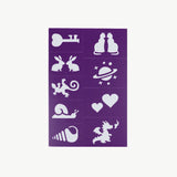 Oh Flossy reusable purple face paint stencil with intricate designs, designed for creative body and face art applications.