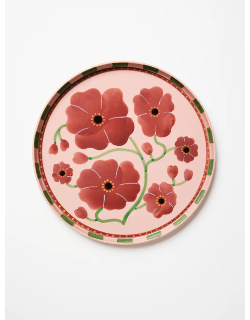 Jones & Co Bloomie platter featuring a floral design with vibrant colors and elegant ceramic craftsmanship.