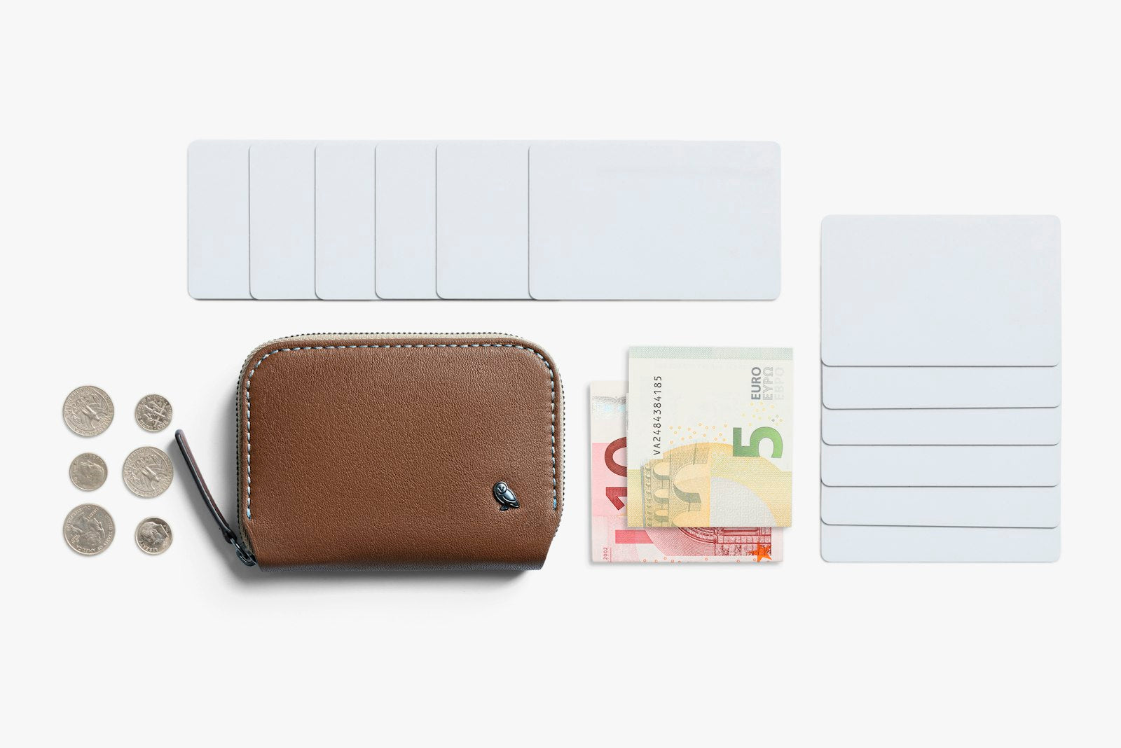 Bellroy Folio Mini wallet in Hazelnut leather with card slots and cash pocket, compact and stylish men's accessory.