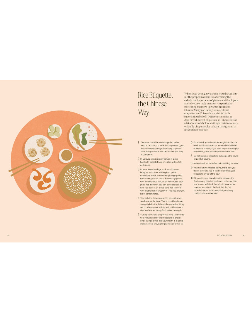 Book cover featuring Brumby Sunstate rice recipe cookbook titled "Make Rice the Heart of Your Table" with Malaysian and international rice recipes.