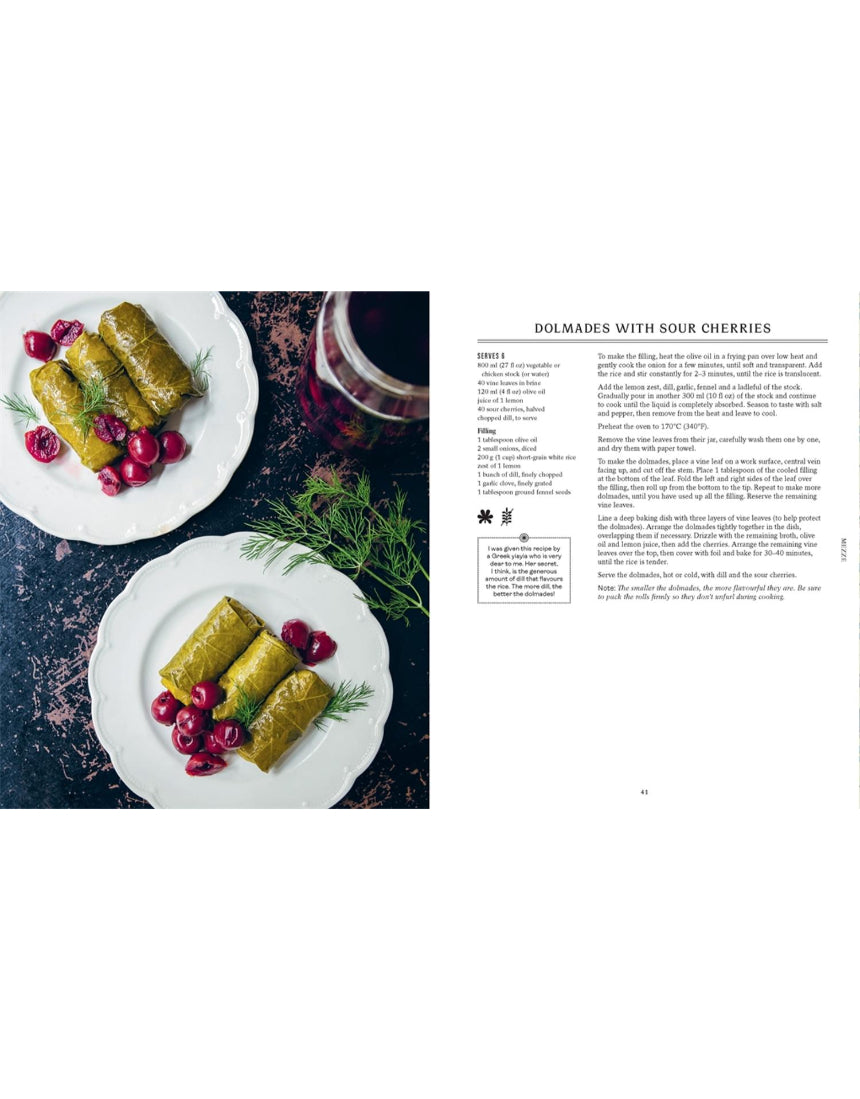 Open book titled "Ibrik: The Balkan Table" by Brumby Sunstate, showing pages with Balkan recipes and traditional dishes.