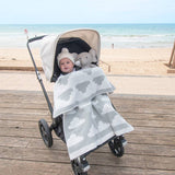 Living Textiles Mason the Elephant knitted toy with soft gray yarn and embroidered facial features, perfect for cuddling and play.