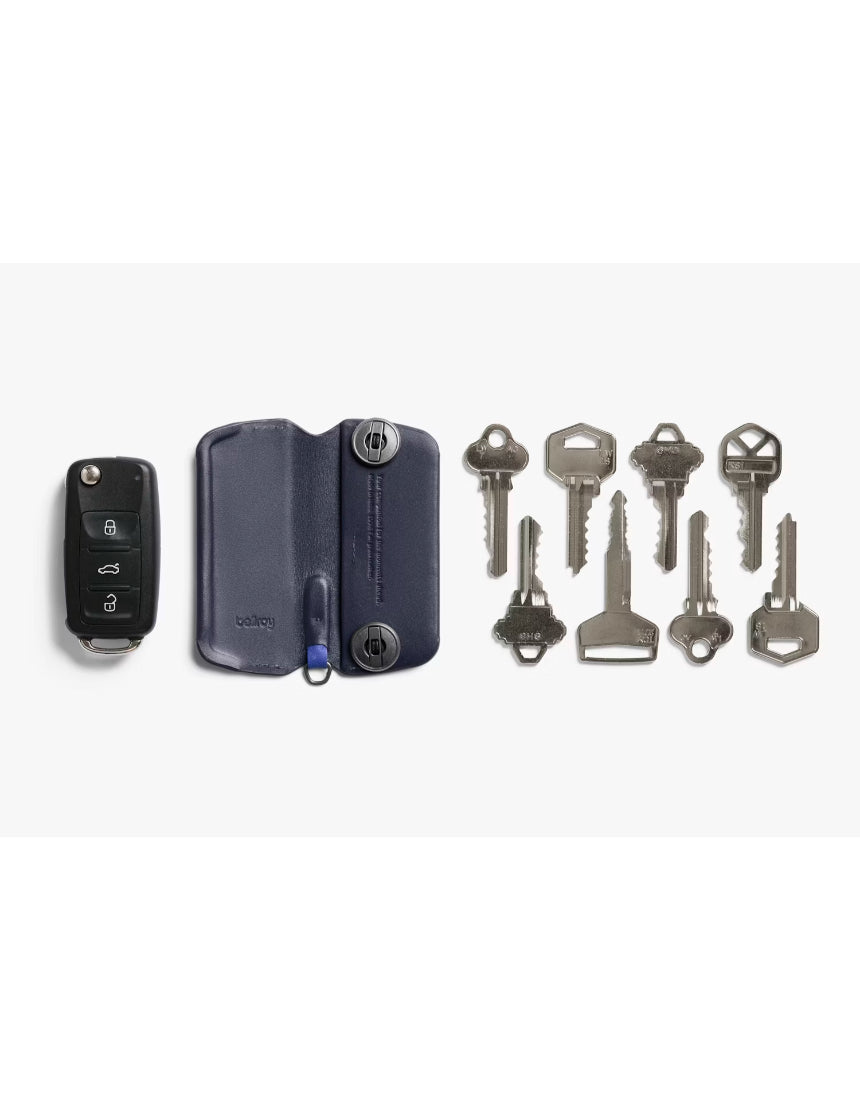 Bellroy Key Cover Plus 3rd Edition in navy, compact leather key organizer with multiple key slots and sleek design.