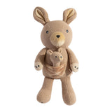 Living Textiles knitted toy Kylie the kangaroo, soft and adorable plush kangaroo with detailed knitting, perfect for children.