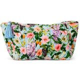 Kip & Co Spring In The Air velvet toiletry bag with floral pattern and zip closure, stylish accessories for travel and organization.