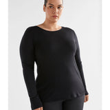 Elk black Merino long sleeve top for women, featuring a fitted design and soft wool fabric, ideal for layering or casual wear.