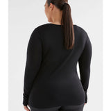 Elk Merino Long Sleeve Top in black, showcasing a fitted long sleeve shirt made from soft merino wool for outdoor wear.