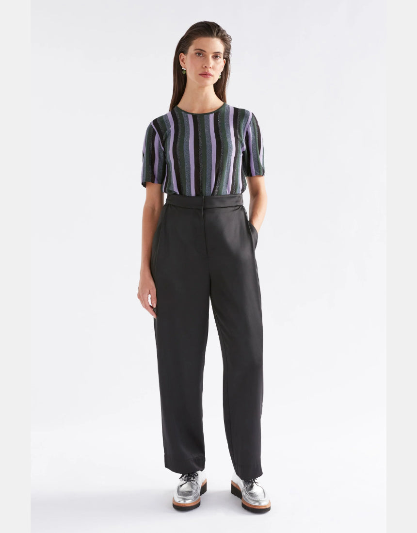Black Elk Este Pant, stylish men's pants with a tailored fit, made by Elk, shown on a neutral background.