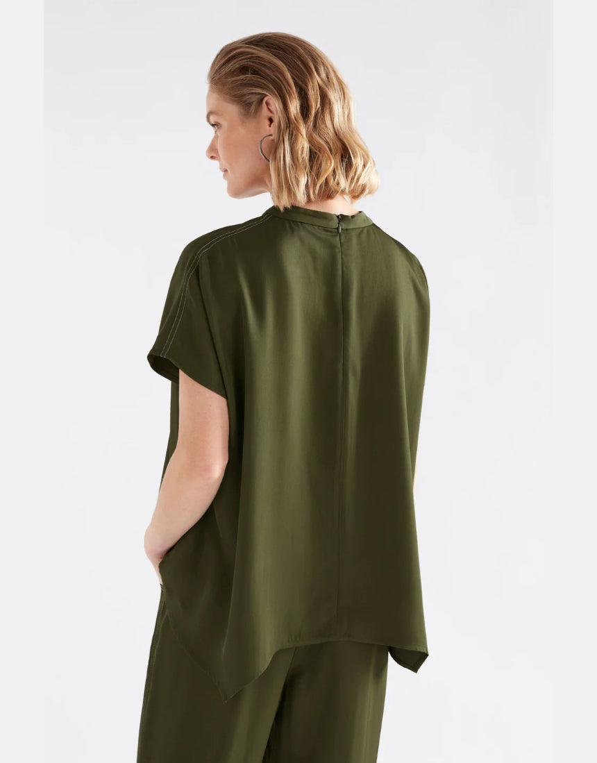 Elk Hullu Top in bright olive, a stylish women's clothing piece featuring a comfortable fit and vibrant color.