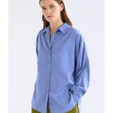 ELK The Label Elk Sol Shirt in Dusk Blue, a stylish long-sleeve top with a relaxed fit and soft fabric.