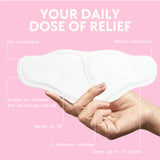 Lula self-warming body patch heat patch applied to skin, providing soothing warmth and comfort.