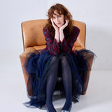 Navy Aran Cashmere Blend Tights by Tightology, close-up of soft, textured knit fabric showcasing the stylish tights.