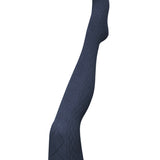 Navy Aran Cashmere Blend Tights by Tightology shown on a model, highlighting soft knit texture and snug fit for winter warmth.