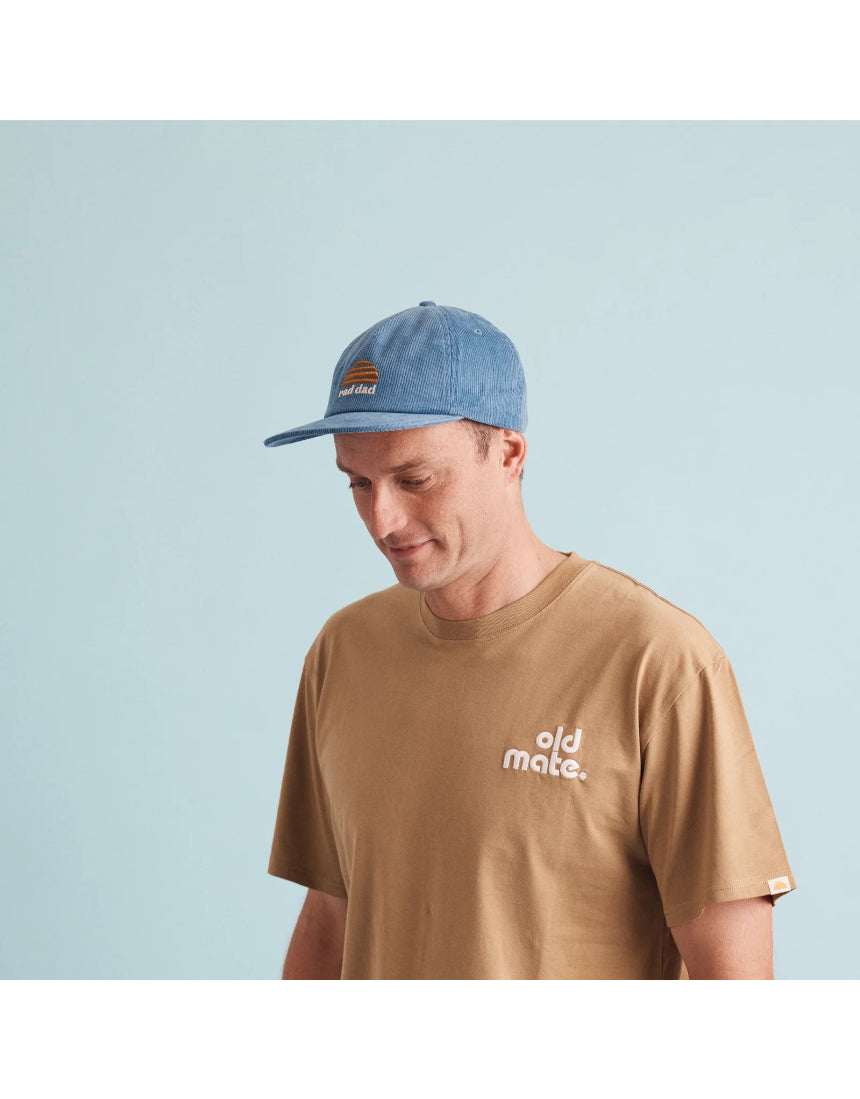 Banabae Rad Dad Cord Cap in denim blue with pinch front design, casual and stylish men's baseball cap.