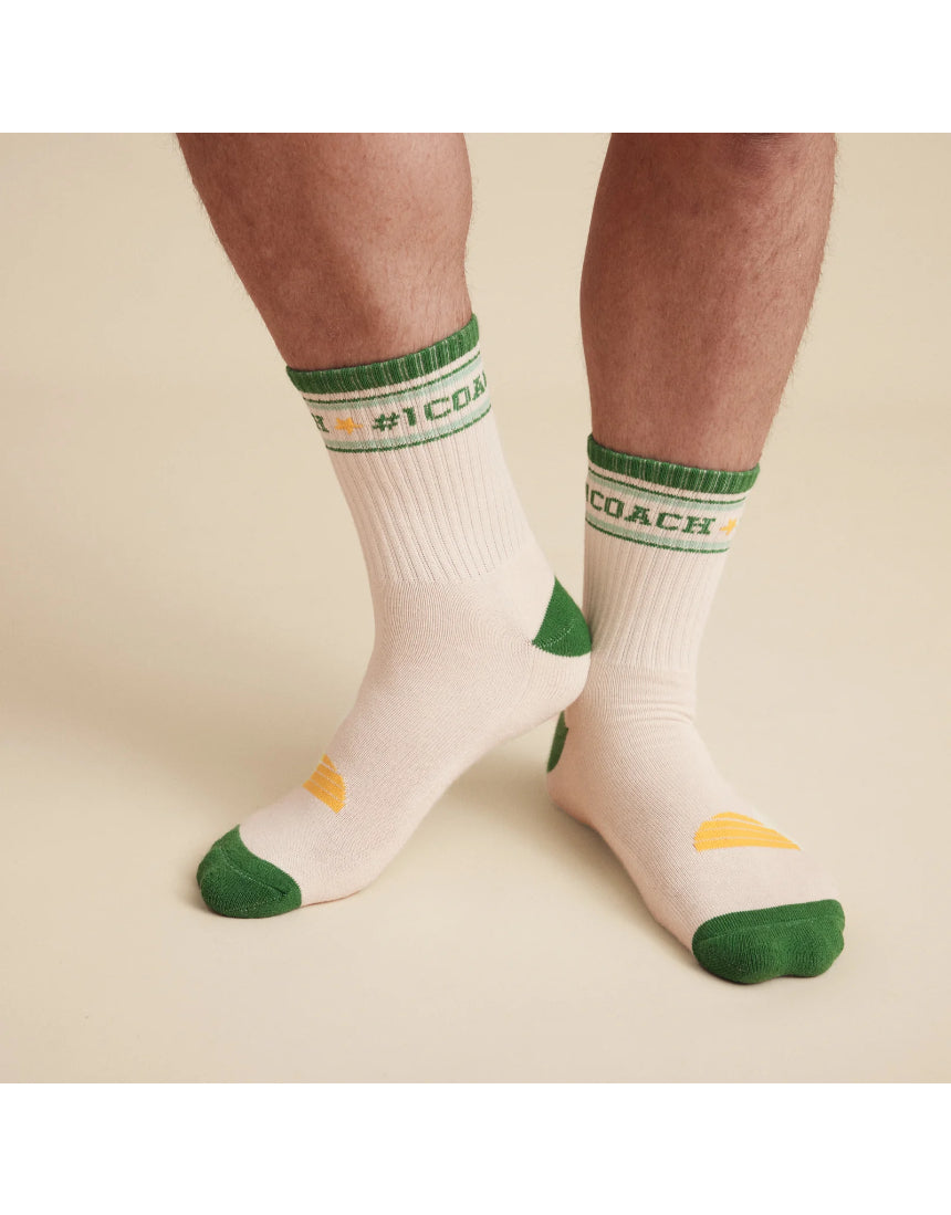Banabae Coach Organic Cotton Crew Socks in black, featuring a comfortable fit and stylish design, perfect for everyday wear.