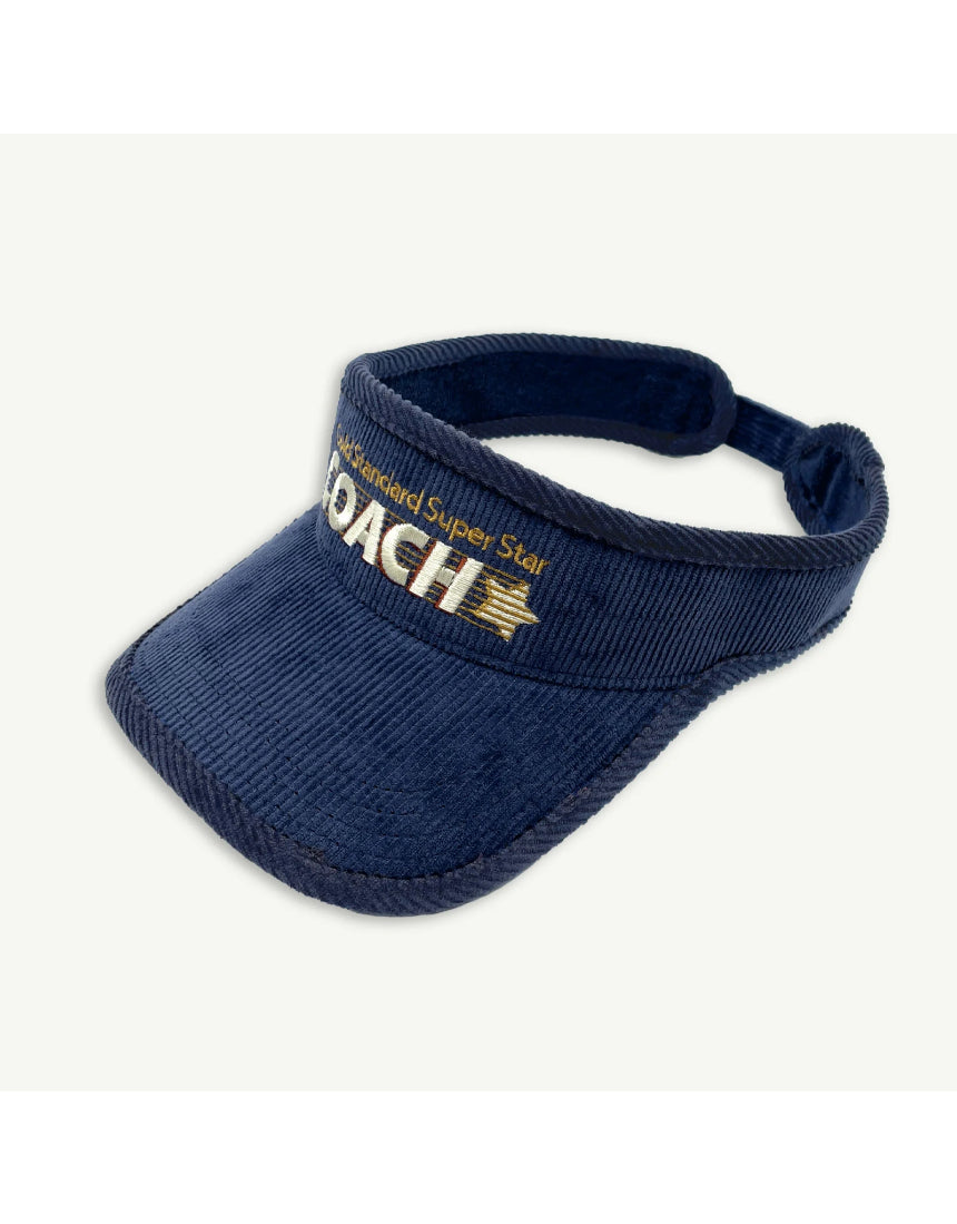Banabae Super Star Coach Visor with wide brim and adjustable strap, featuring a sporty design in black and white.