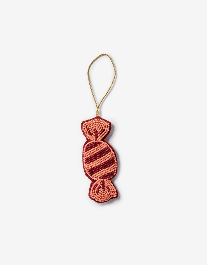 Beaded Bon Bon Rust Christmas Decoration by Bonnie and Neil featuring colorful beads on a festive ornament.