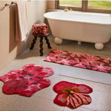 Pink cotton bath mat from Bonnie and Neil, long and plush, designed for bathroom decor and comfort.