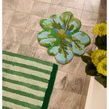 Bonnie and Neil Mini Tulip Blue Green Bath Mat with floral pattern, soft texture, ideal for bathroom decor and comfort.