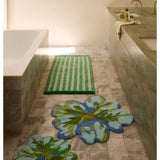 Bonnie and Neil Tulip Blue Green bath mat with floral design, soft texture, and bathroom decor style.