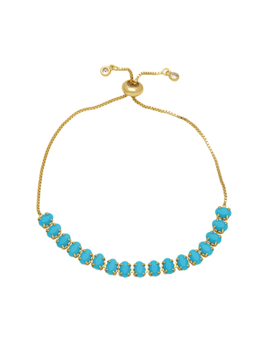 Salty Safari Mila Tennis Bracelet featuring silver links and a delicate chain design on a white background.
