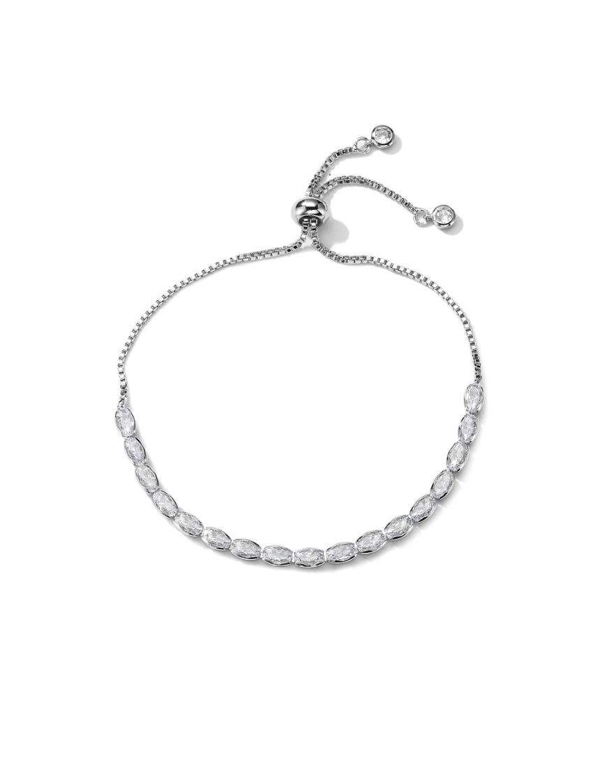 Salty Safari Sia Tennis Bracelet with sparkling stones and gold-tone chain, close-up view of the elegant jewelry piece