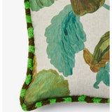 Wild Pansy Verde linen cushion by Bonnie and Neil, 50cm decorative cushion with vibrant floral pattern for living room decor.