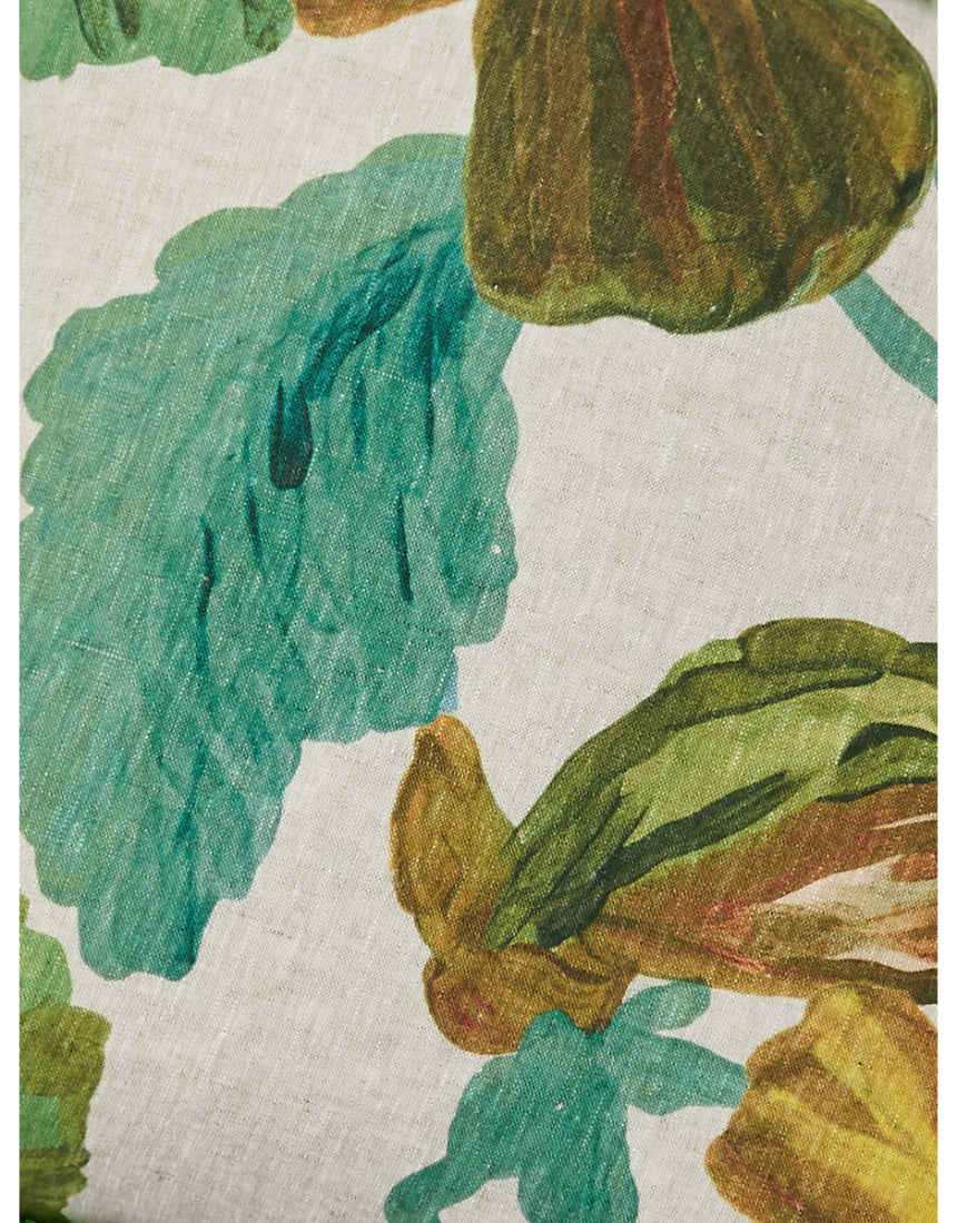 Bonnie and Neil Wild Pansy Verde linen cushion, 50cm decorative cushion for living room, featuring vibrant floral pattern.
