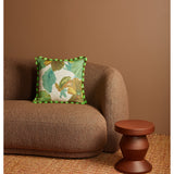Bonnie and Neil Wild Pansy Verde 50cm linen cushion with vibrant floral pattern for living room decor