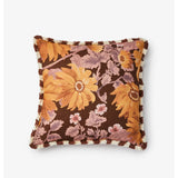Bonnie and Neil Marigold Amber 50cm linen cushion with floral design, perfect for living room decor.