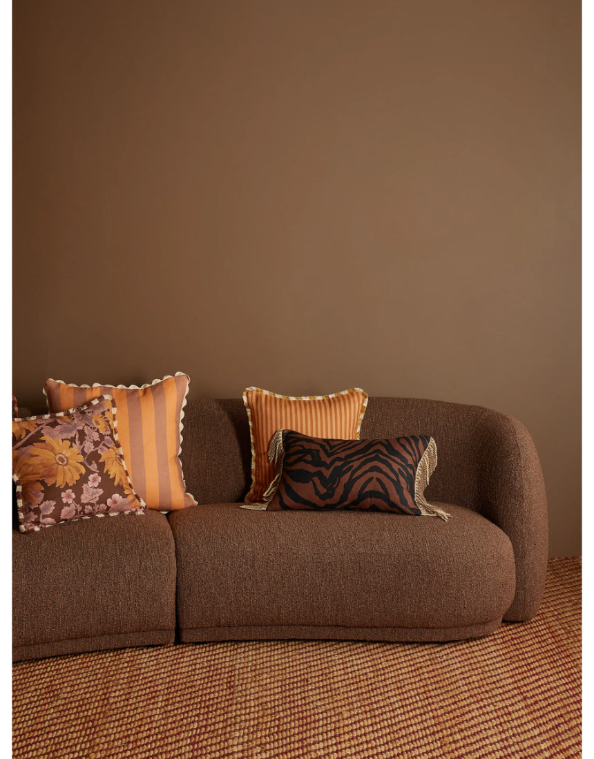 Bonnie and Neil marigold amber linen cushion, 50cm, with textured fabric, perfect for living room decor.