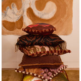 Bonnie and Neil Marigold Amber 50cm linen cushion with floral design, perfect for living room decor.