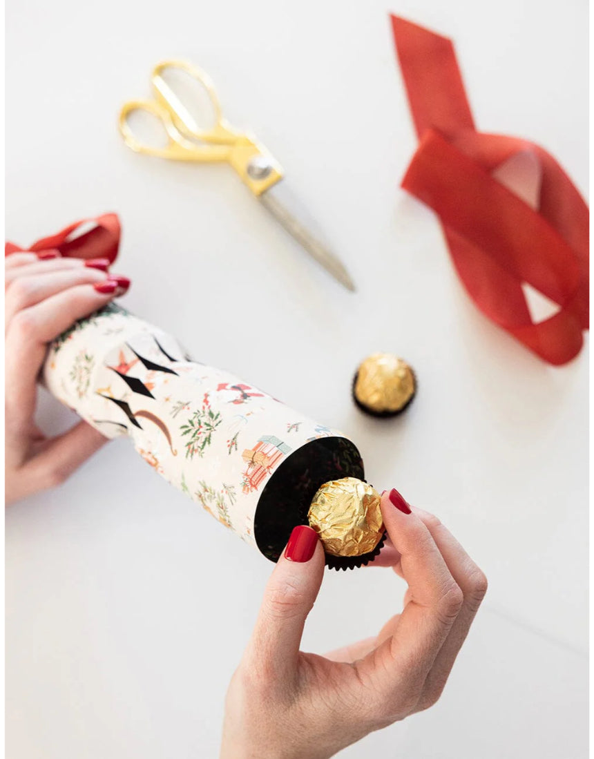 Bespoke Letterpress Christmas Cracker Kit featuring Jolly Santa design, perfect for holiday decorations and festive celebrations.