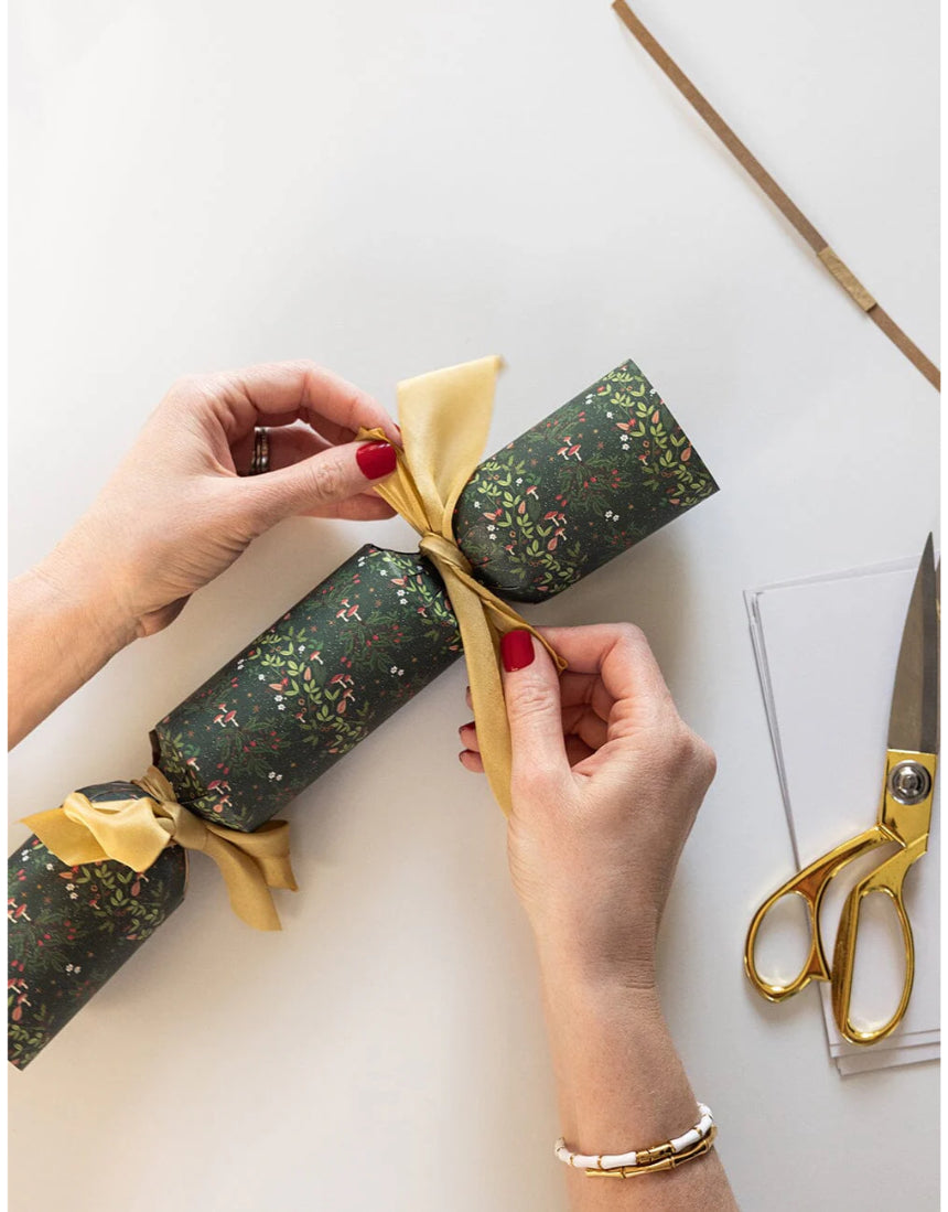 Bespoke Letterpress Christmas cracker kit with jolly Santa design, 10-pack of festive holiday decorations.