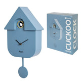 Blue Fisura cuckoo clock with traditional design and wooden details, showcasing its charming and functional timepiece features.