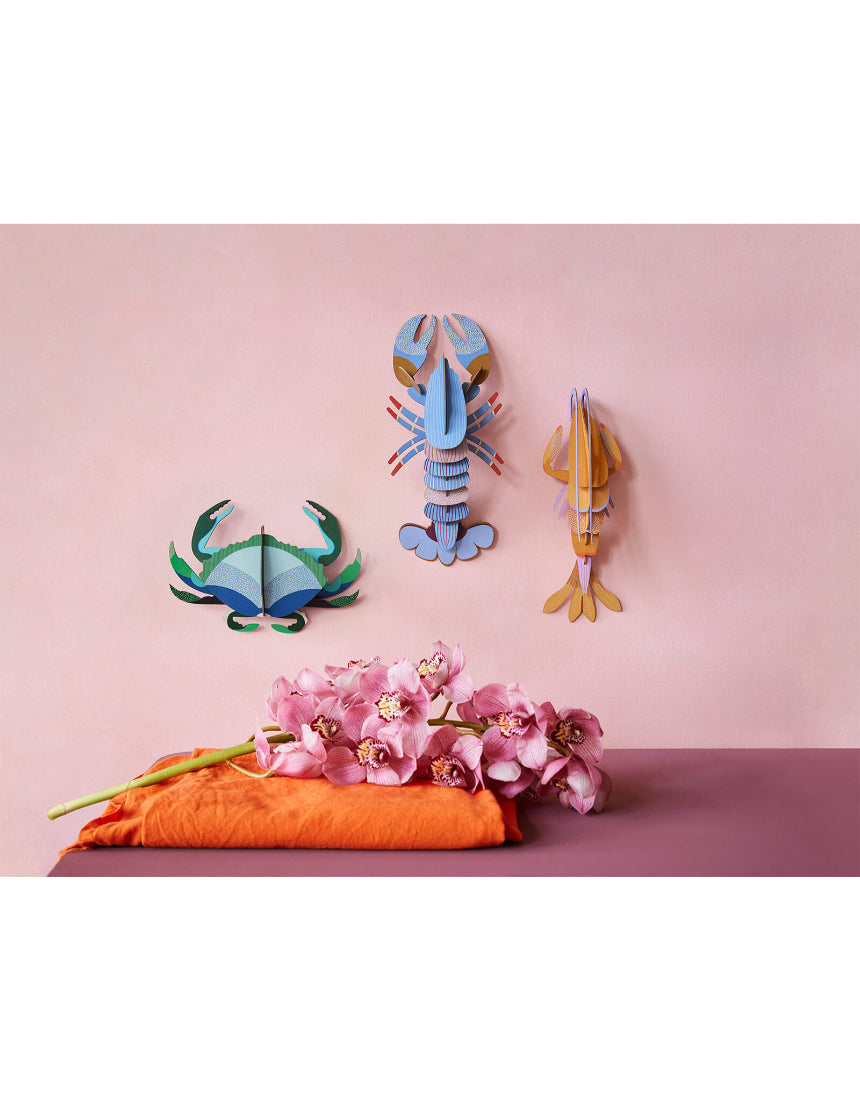 Studio Roof wall decor featuring a detailed A4 lobster and crab landscape illustration, perfect for nautical-themed interior decor.