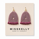Miss Kelly Donna triangle earrings, gold-tone dangle earrings with geometric design and textured finish, stylish jewelry accessory.
