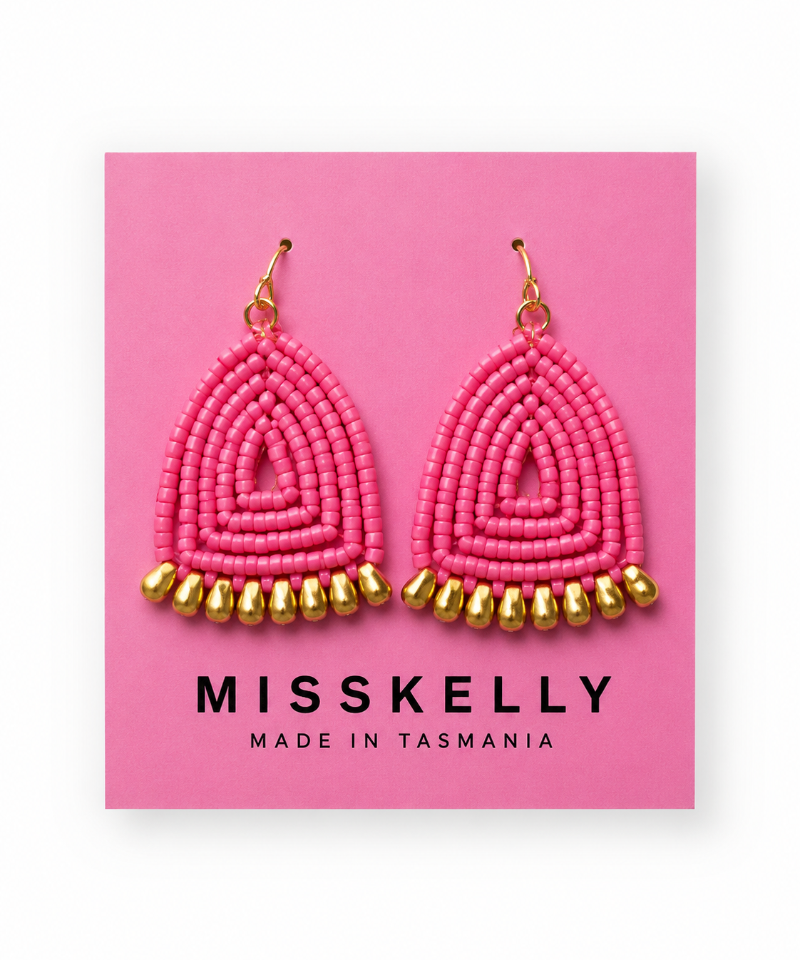 Miss Kelly Donna triangle earrings featuring sleek gold-tone metal and minimalist design, perfect for stylish accessories.