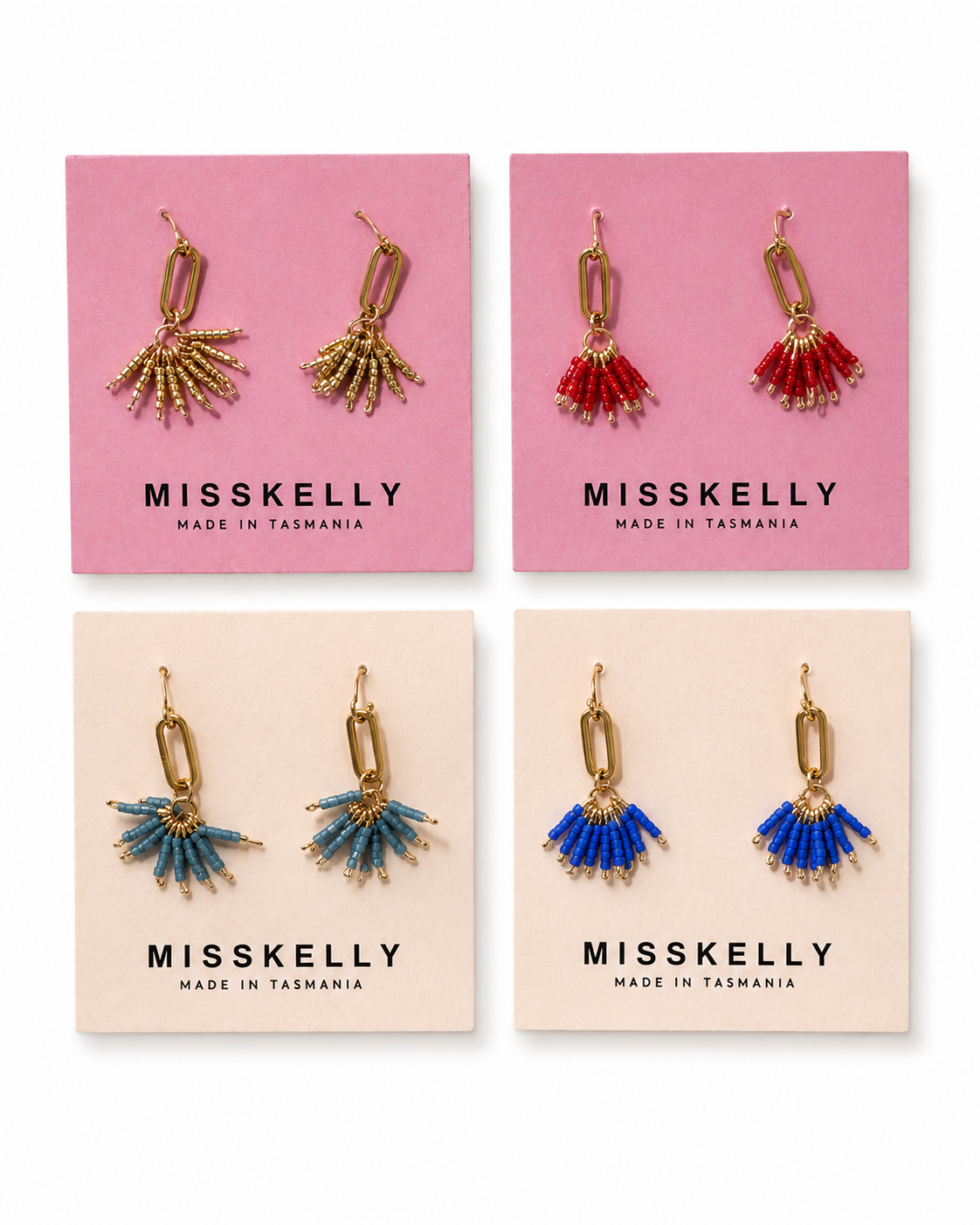 Miss Kelly Fireworks earrings featuring colorful, sparkler-inspired designs on silver hooks.