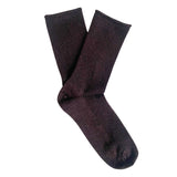 Dark brown Glitter Lurex socks by Klue featuring shiny, textured fabric and a cozy fit, perfect for stylish comfort.
