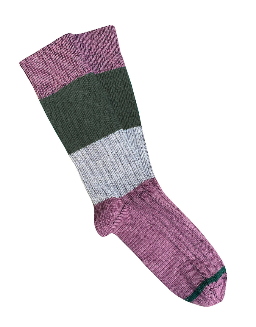 Tightology chunky rib Merino wool socks in mauve, featuring thick knit texture and cozy fit for cold weather.