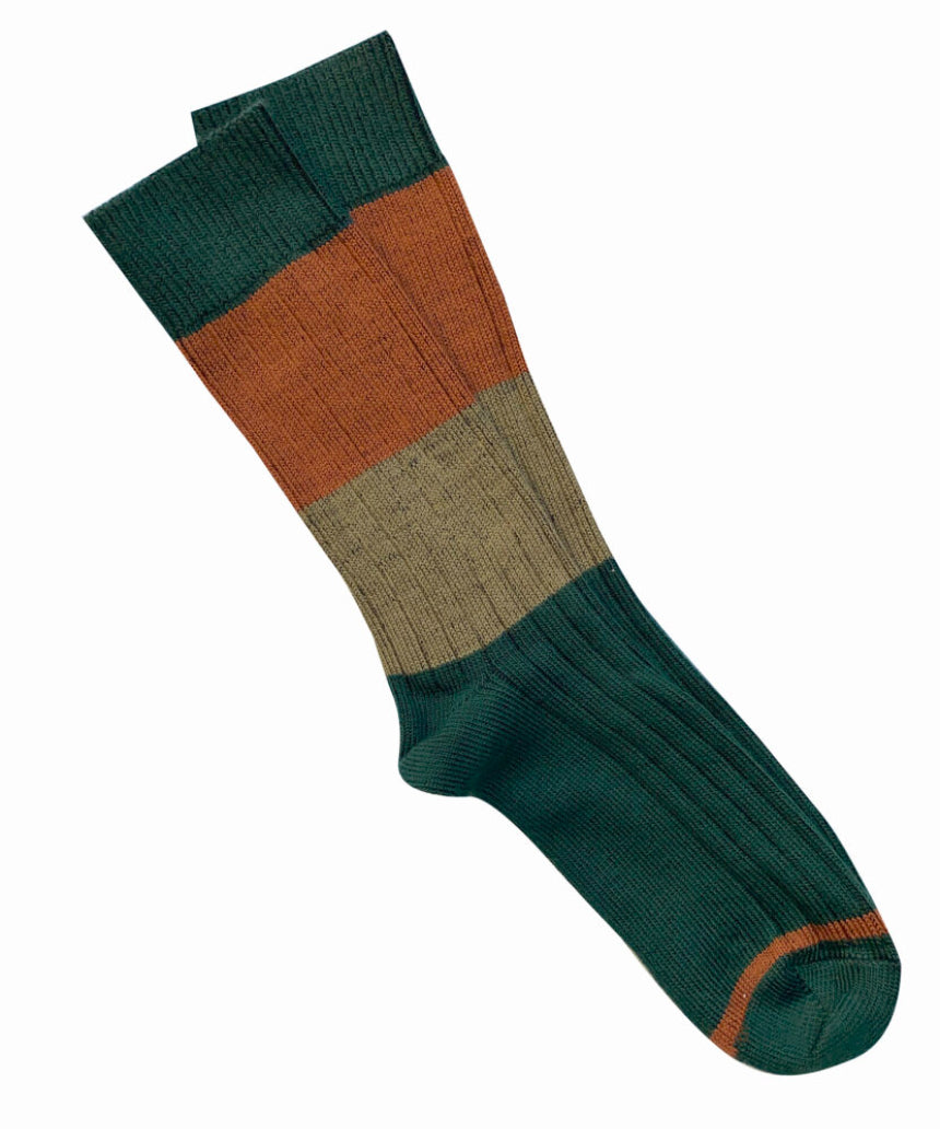 Green chunky rib Merino wool socks by Tightology featuring a thick, textured knit for warmth and comfort.