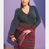 Elk Pinto Knit Skirt in earthy tones, featuring a comfortable fit and soft knit fabric, shown on a model.
