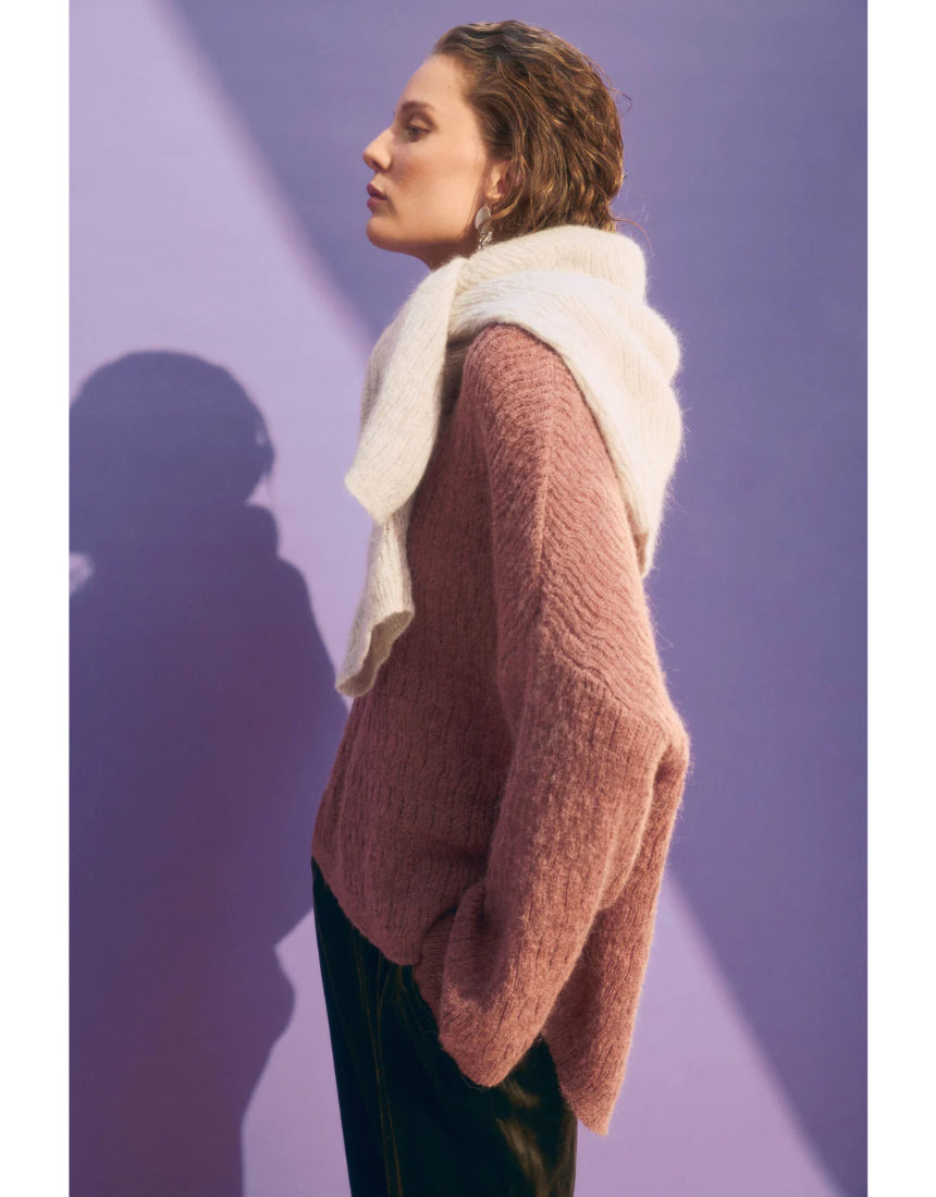 Elk Agna pattern sweater in rosewood color, featuring a cozy knit design, perfect for stylish winter wear.