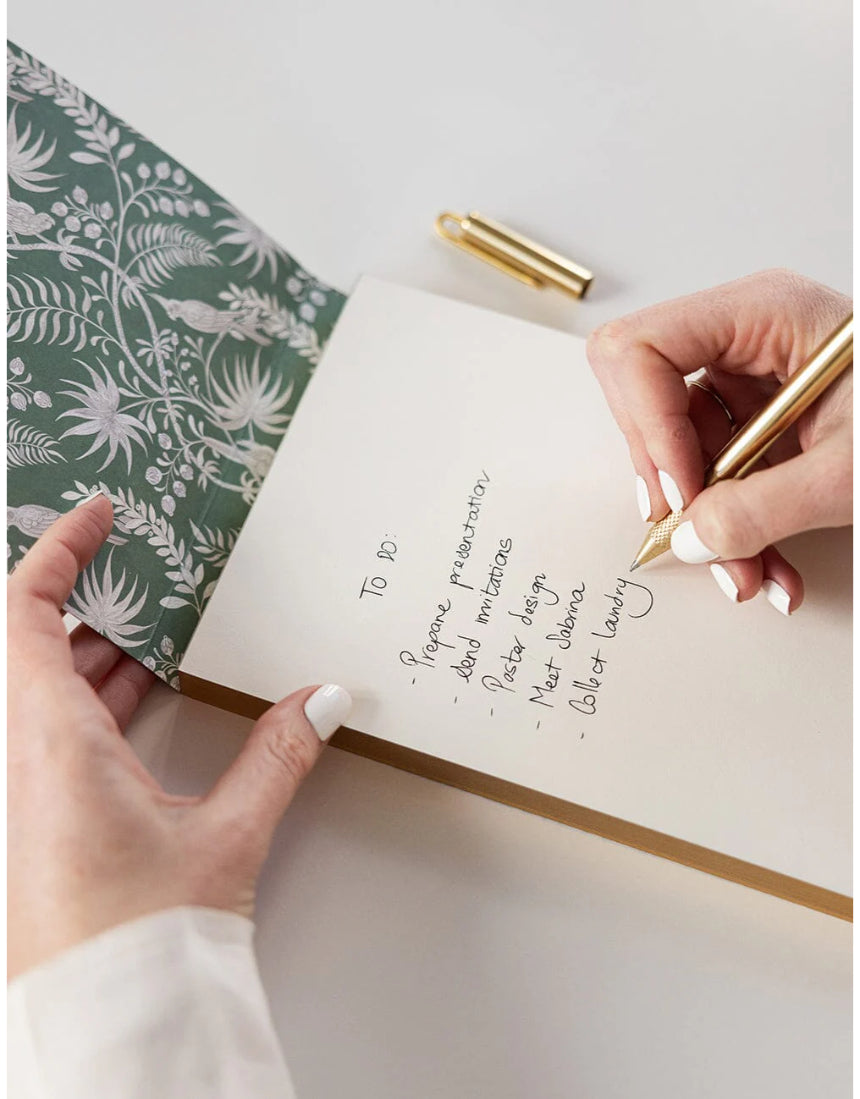Bespoke Letterpress Jardin Notepad Jotter with tropical floral cover, featuring elegant stationery design for note-taking.