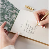 Bespoke Letterpress Jardin Notepad Jotter with tropical floral cover, featuring elegant stationery design for note-taking.