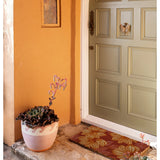 Bonnie and Neil Azalea Tan coir door mat with floral pattern, suitable for indoor or outdoor entrance decor